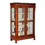 Mahogany Biedermeier 2-door display cabinet with rubble frame