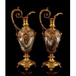 2 classic decorative jugs with copper frame