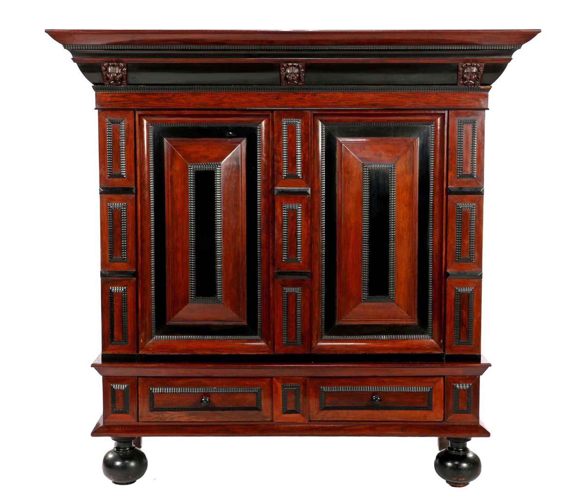 Rosewood veneer baroque cushion cabinet 