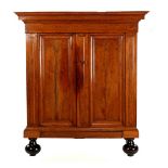 Mahogany veneer on oak 2-door cabinet with drawer at the bottom