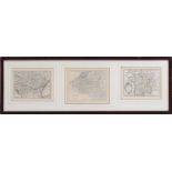 3 antique topographical maps in 1 frame