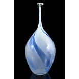Glass decorative vase with blue and white