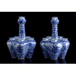 2 porcelain crocus vases depicting warriors