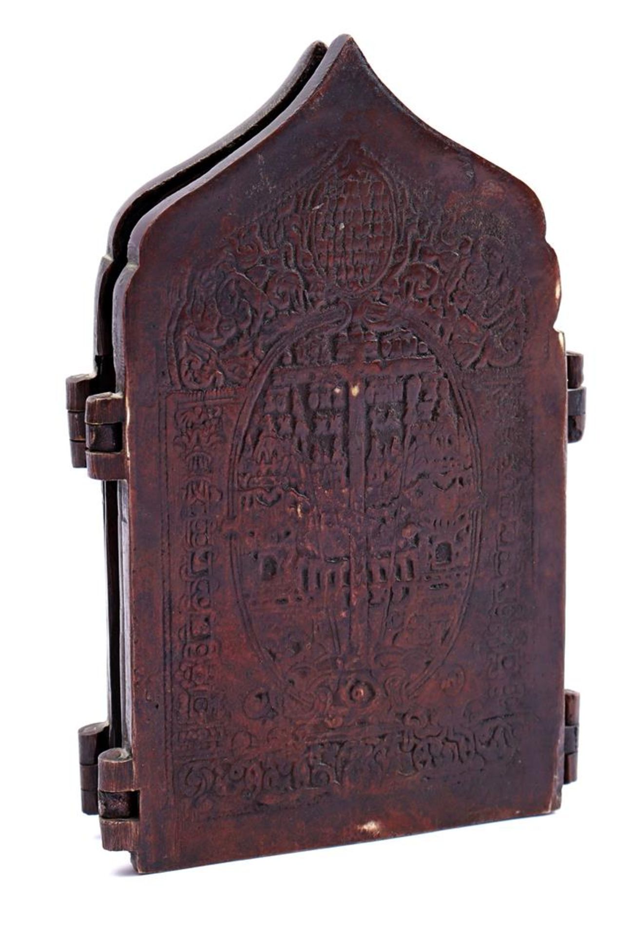 Bronze four-panel icon with various religious scenes, Russia - Image 7 of 7