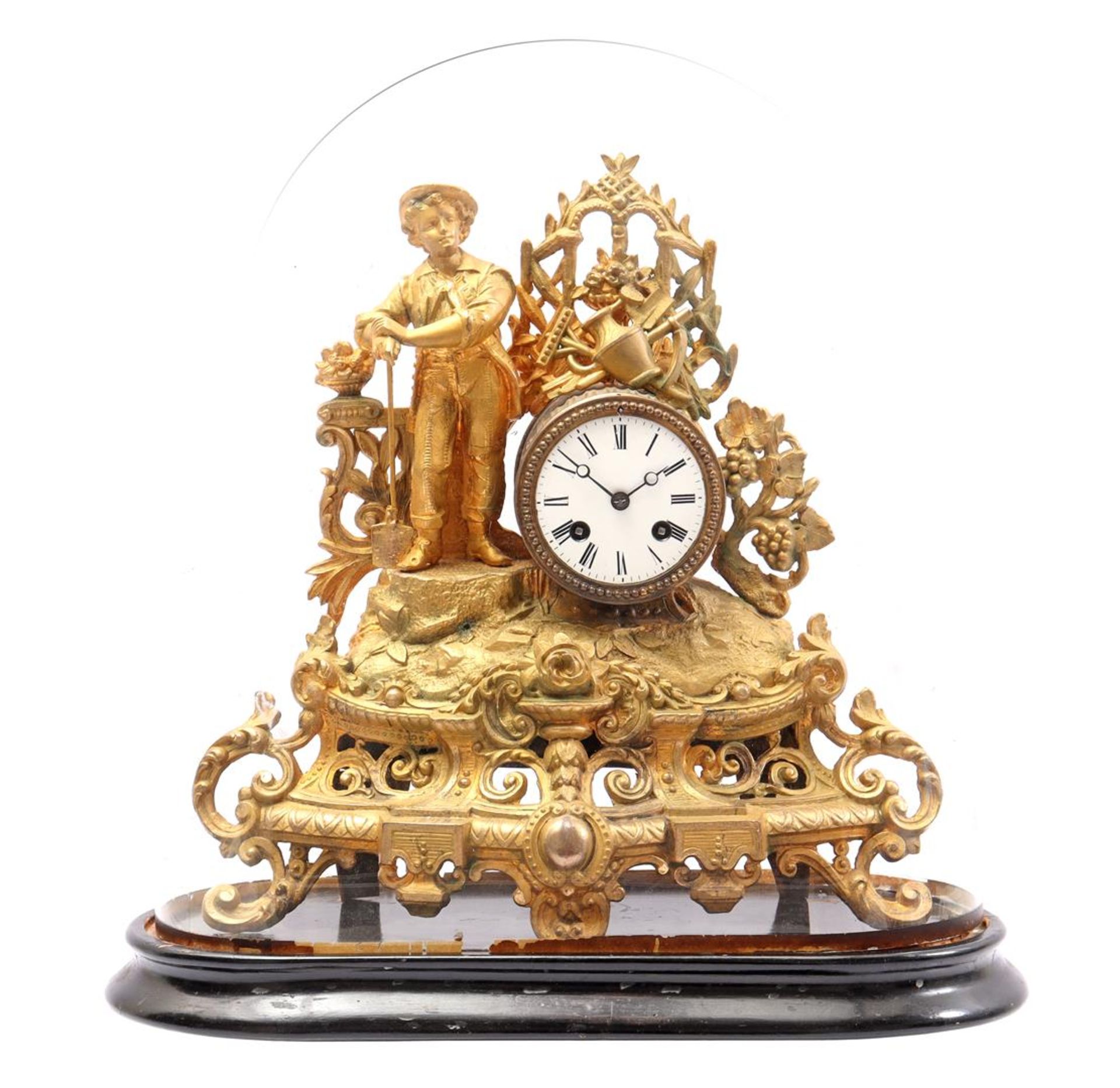 French zinc alloy mantel clock, marked Japy Freres, ca. 1900