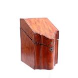 English cherry veneer cutlery box with marquetry decoration