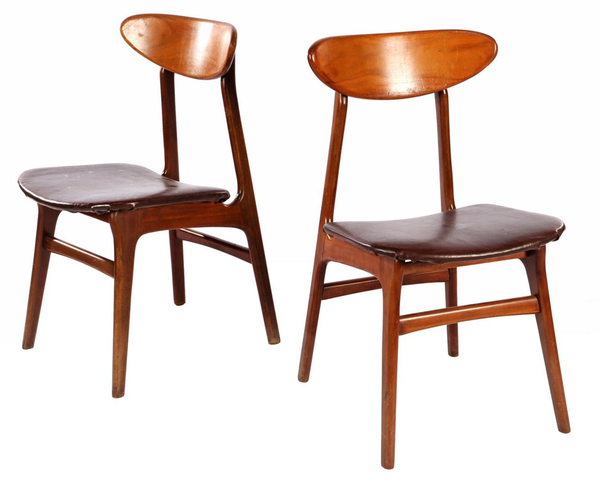 Louis van Teeffelen (1921-1972) 2 teak dining room chairs