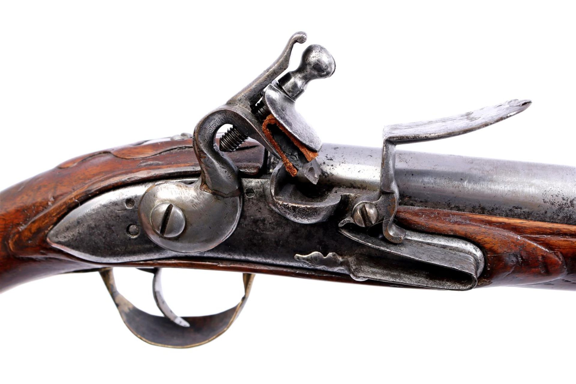 Walnut and metal flint pistol with ramrod and brass fittings - Bild 2 aus 5