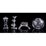 Leerdam glass spike ball, Swarovski crystal candlestick, Swarovski sculpture…