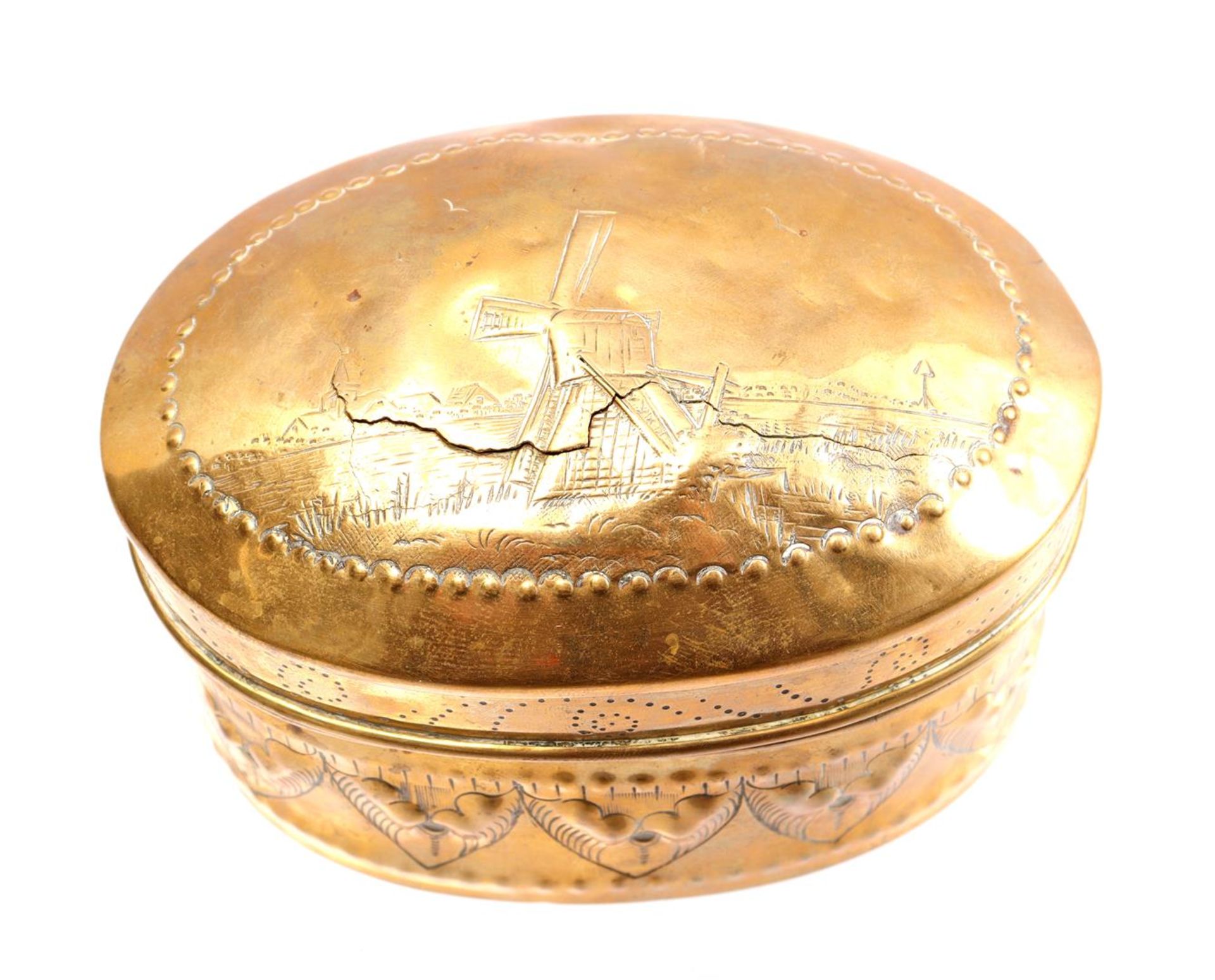 Copper tobacco box with typical Dutch decor on the lid  - Bild 2 aus 4