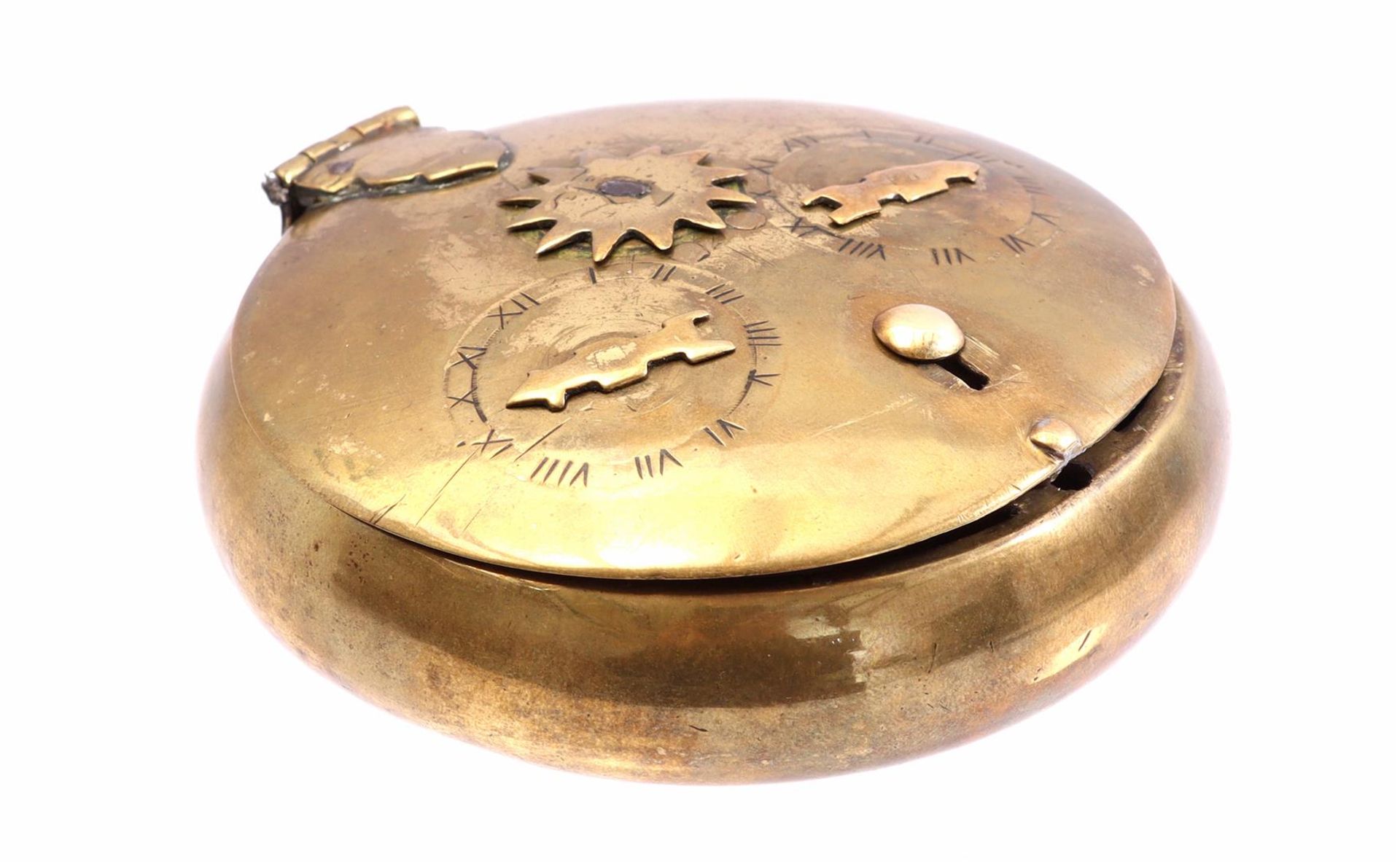 Brass tobacco box with secret 3-point lock