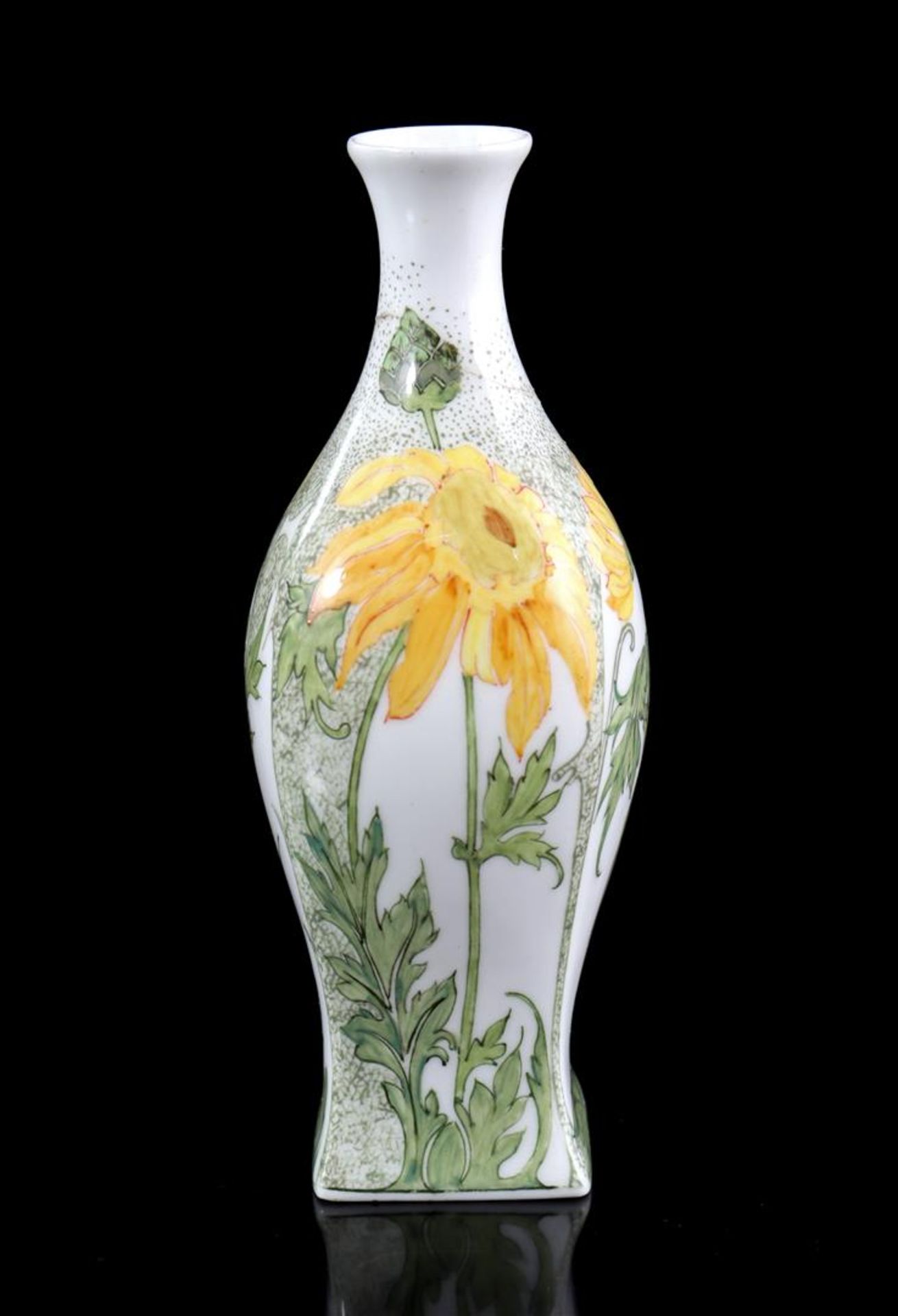 Rozenburg The Hague eggshell porcelain vase with floral decor