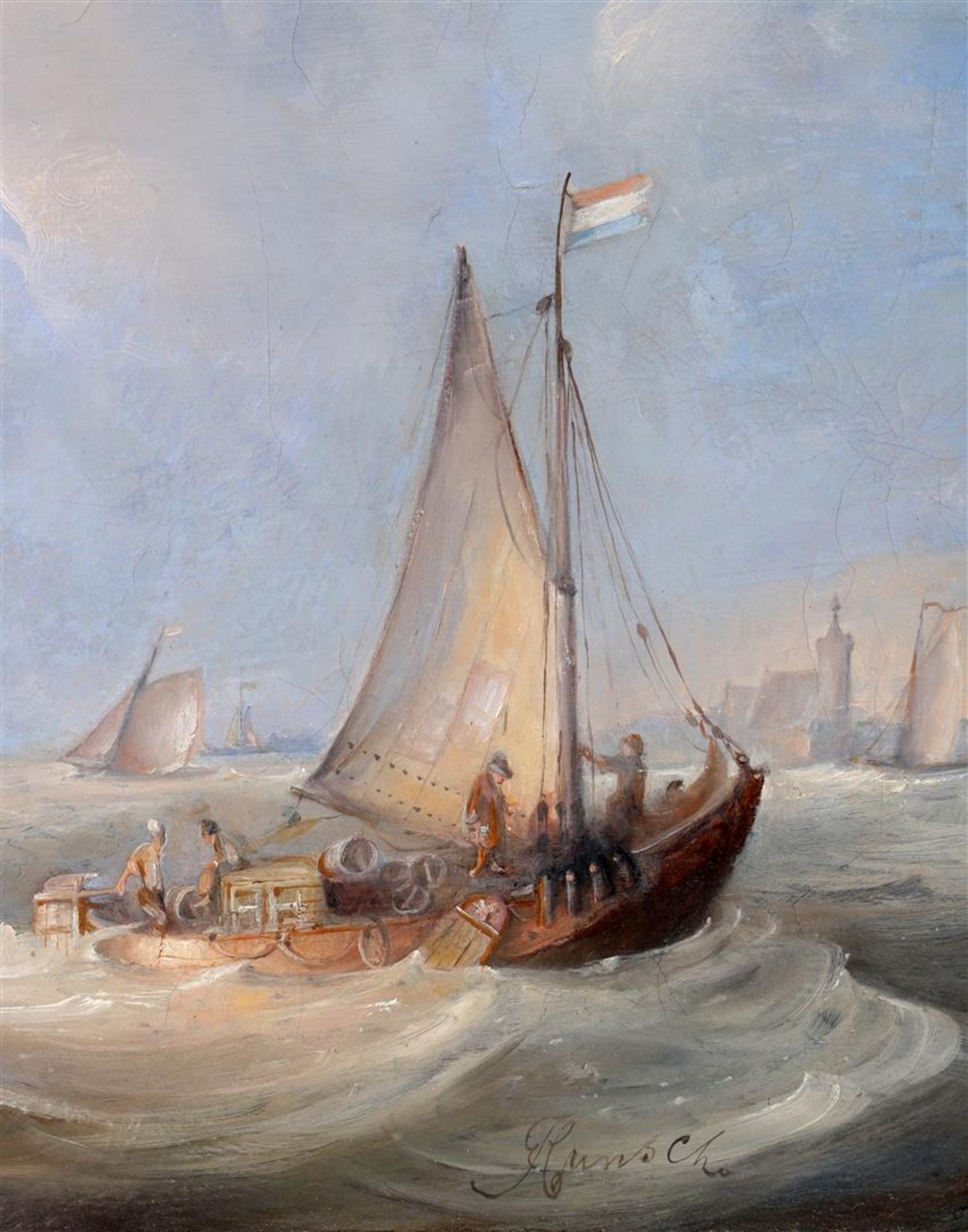 Unclearly signed, maritime scene - Bild 4 aus 4