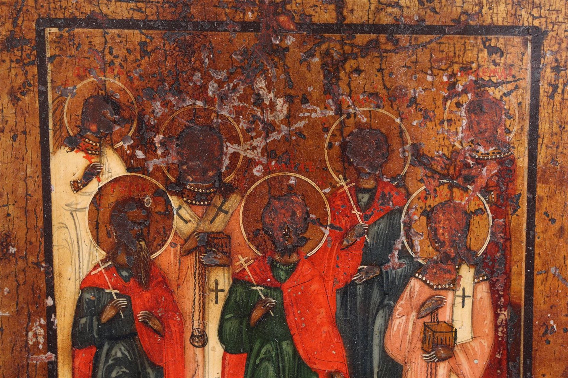 Icon depicting 7 different saints, Russia - Image 2 of 4
