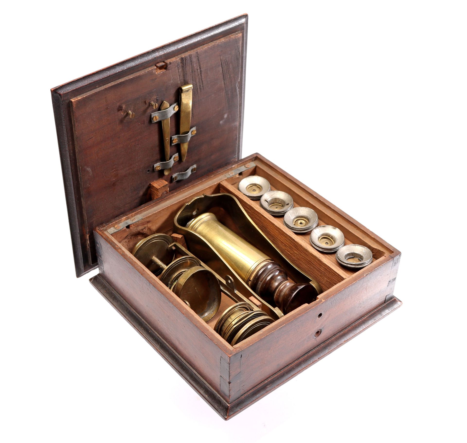 Brass travel microscope in wooden box - Image 7 of 10
