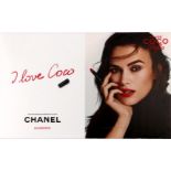 Plastic advertising sign I love Coco Chanel