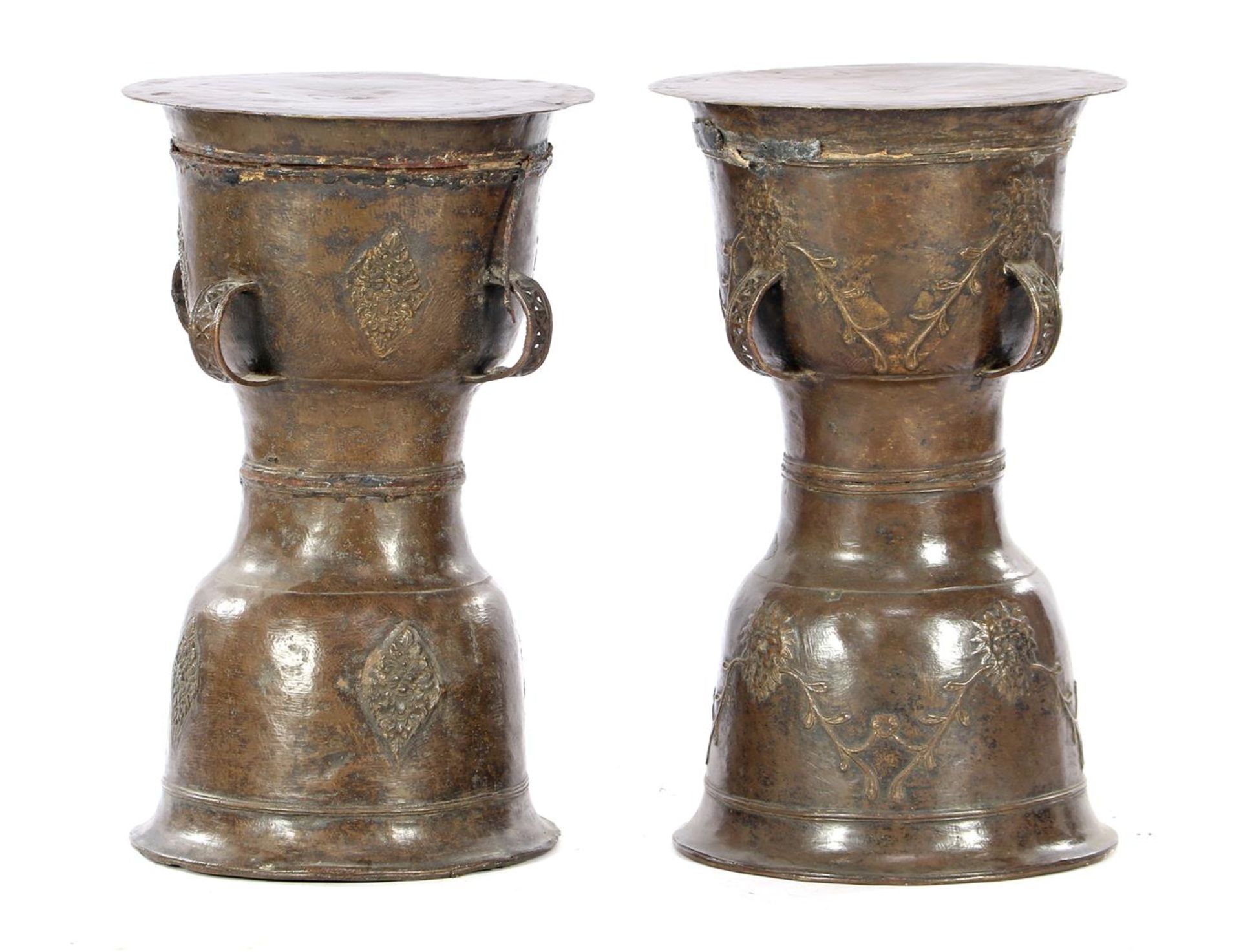 2 bronze Moko drums, Indonesia 20th century