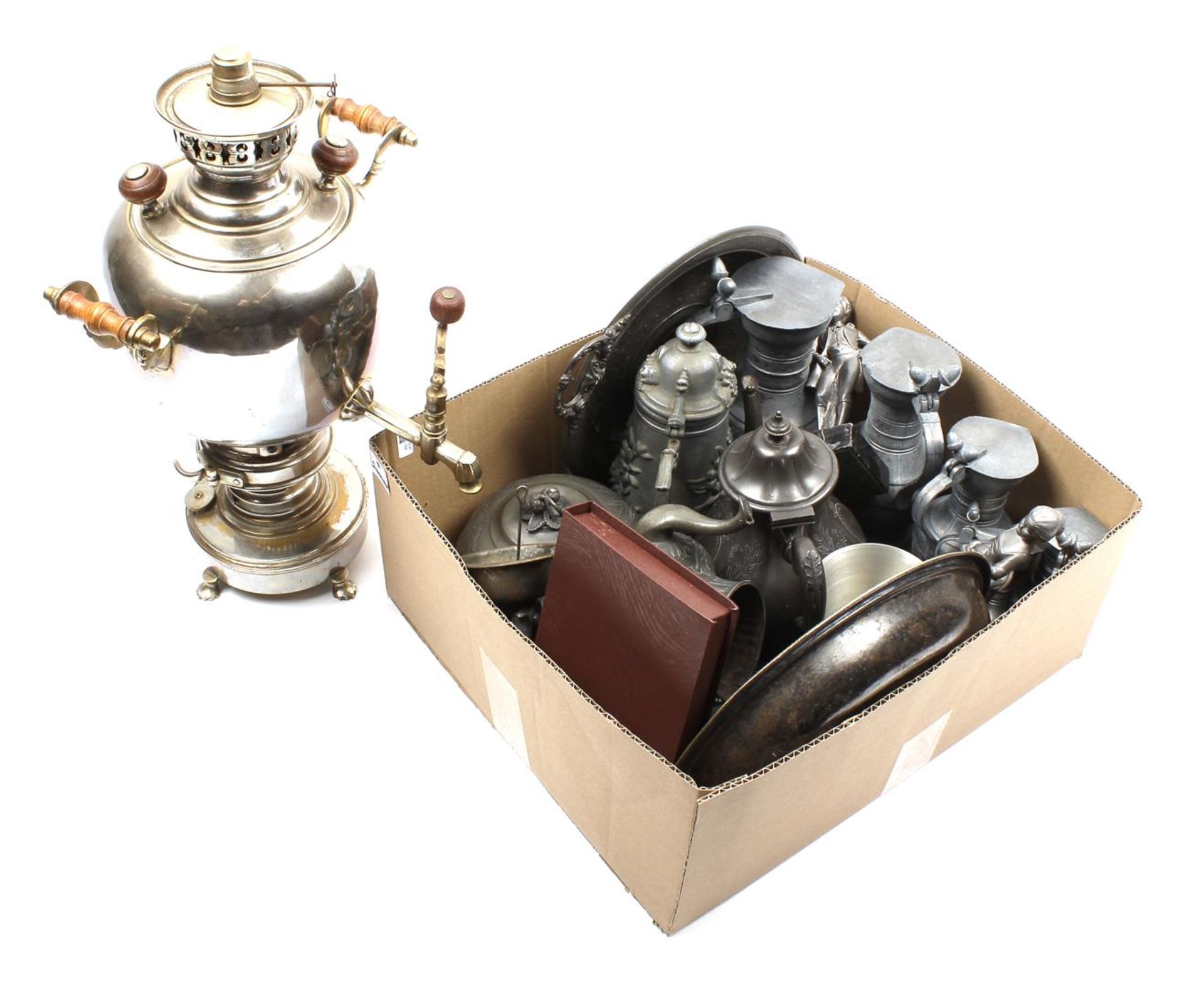 Box with various tin objects