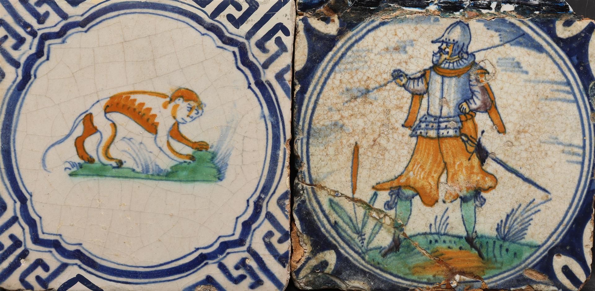 4 polychrome colored tiles - Image 3 of 4