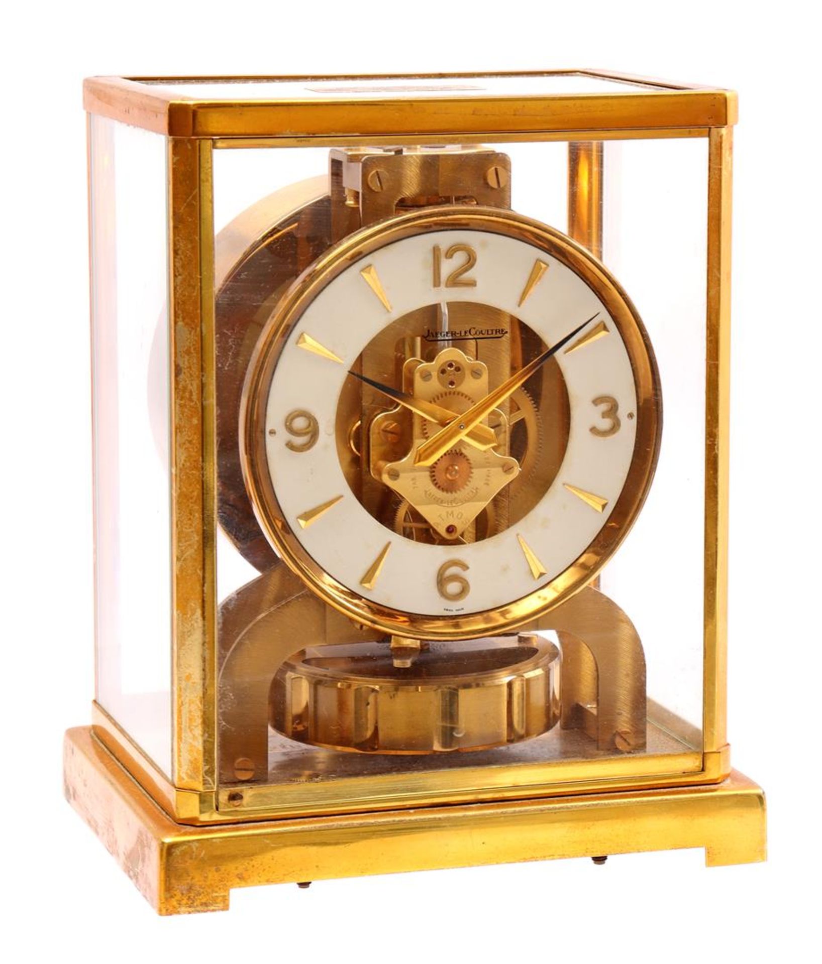 Jaeger Le Coultre & Cie no. 109668 caliber 526-5, brass Atmos table clock