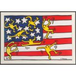 Color lithograph after a work by Keith Haring