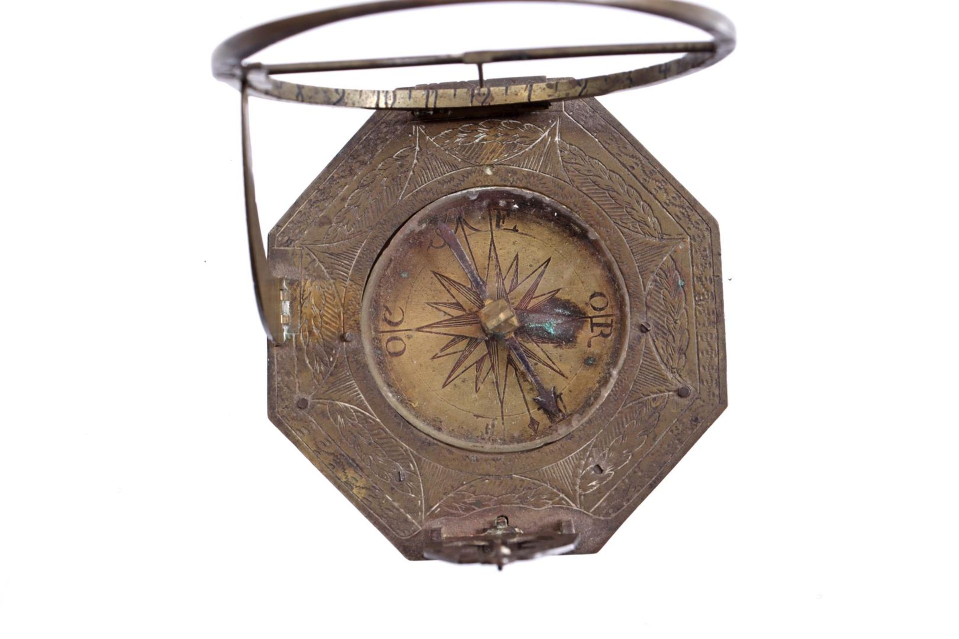 Copper hexagonal compass/sundial, ca. 1800 - Image 2 of 3