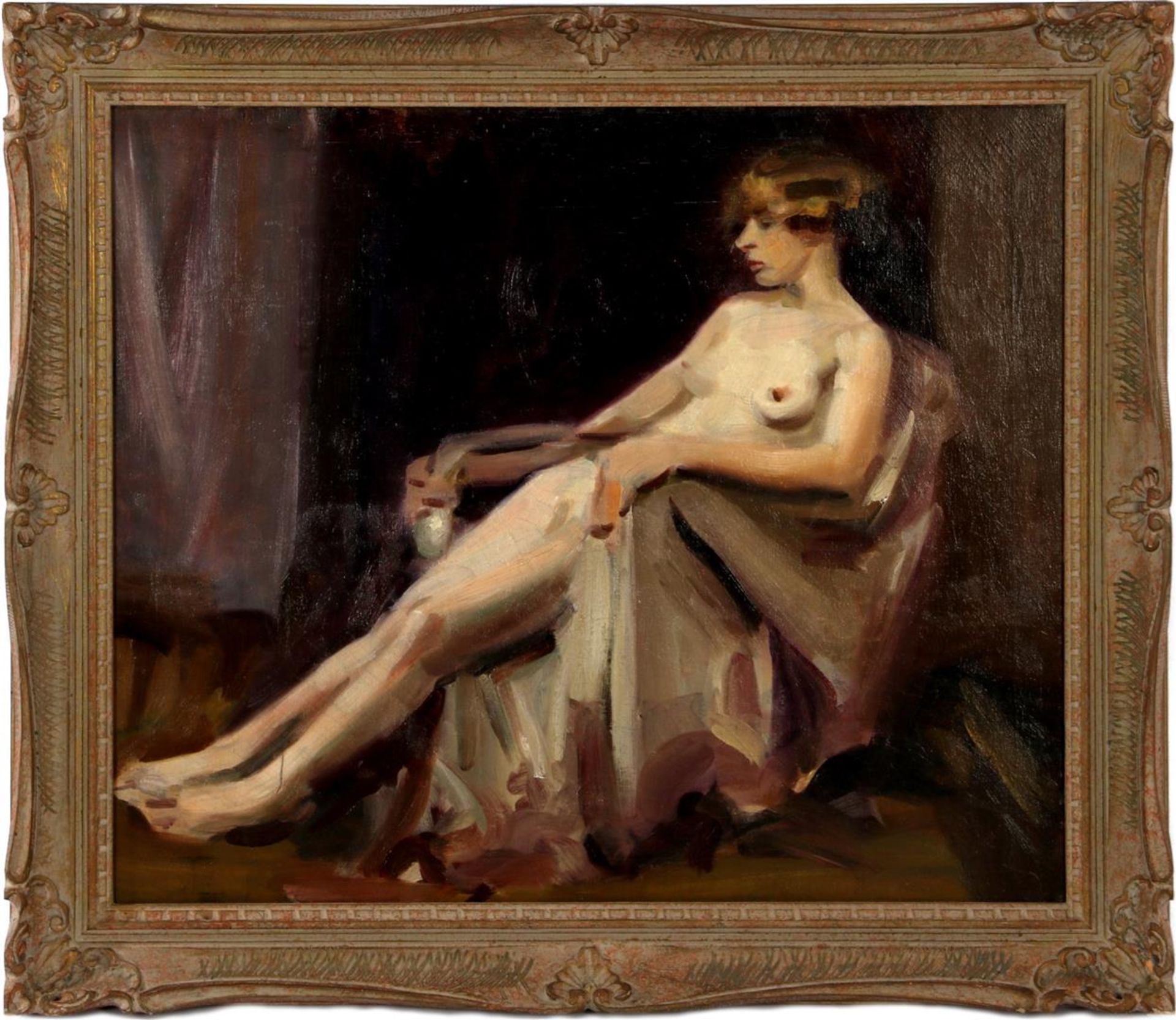 Anonymous, posing nude in chair - Image 2 of 4