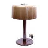 Brown metal 2-light table lamp with plastic shade