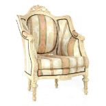Baroque style armchair with white lacquered frame