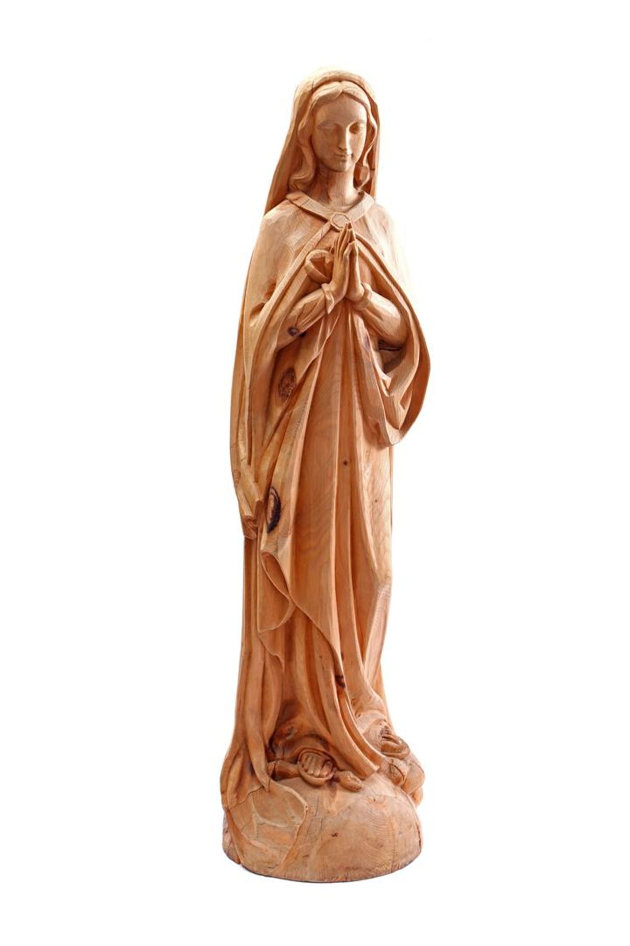 Wooden statue of Madonna, text verso Franz Bernardt Soriva