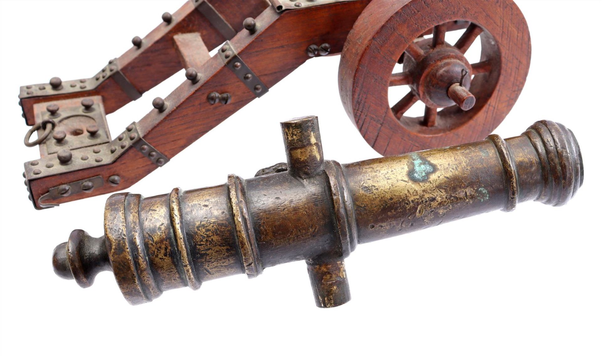 Bronze table gun in wooden gun carriage - Bild 3 aus 3