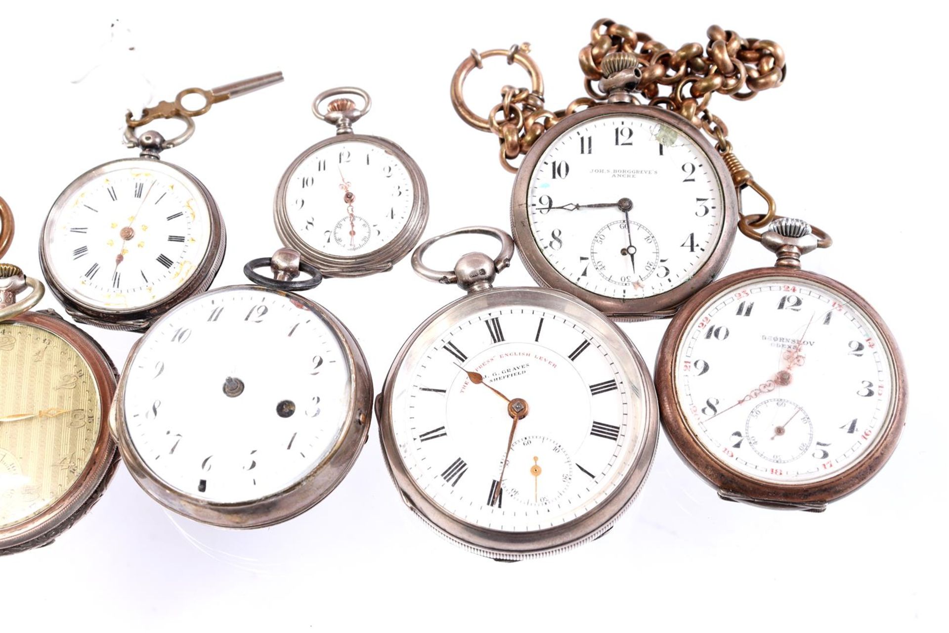 9 pocket watches in silver case of different brands - Bild 3 aus 3