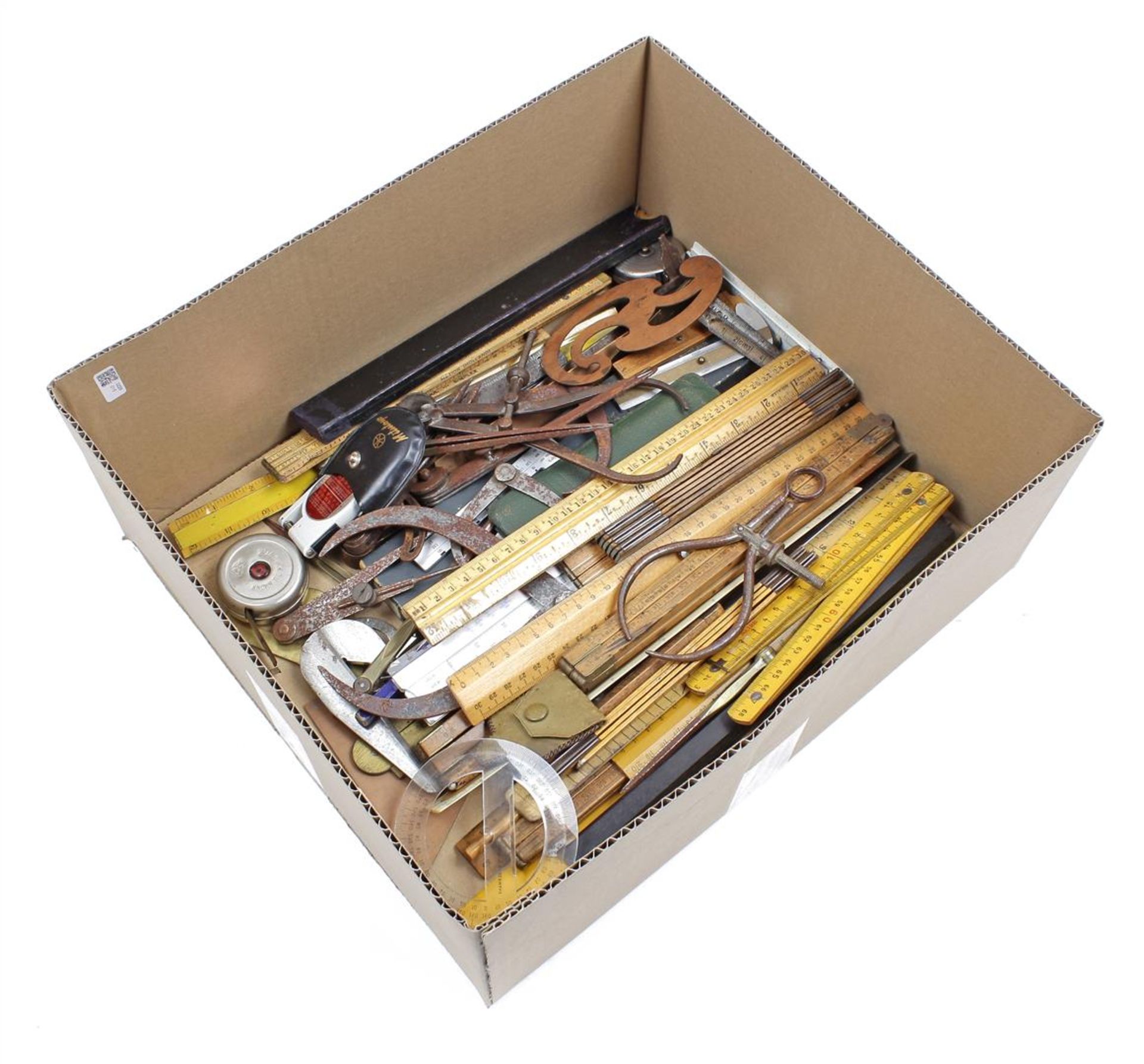Box with slide rules
