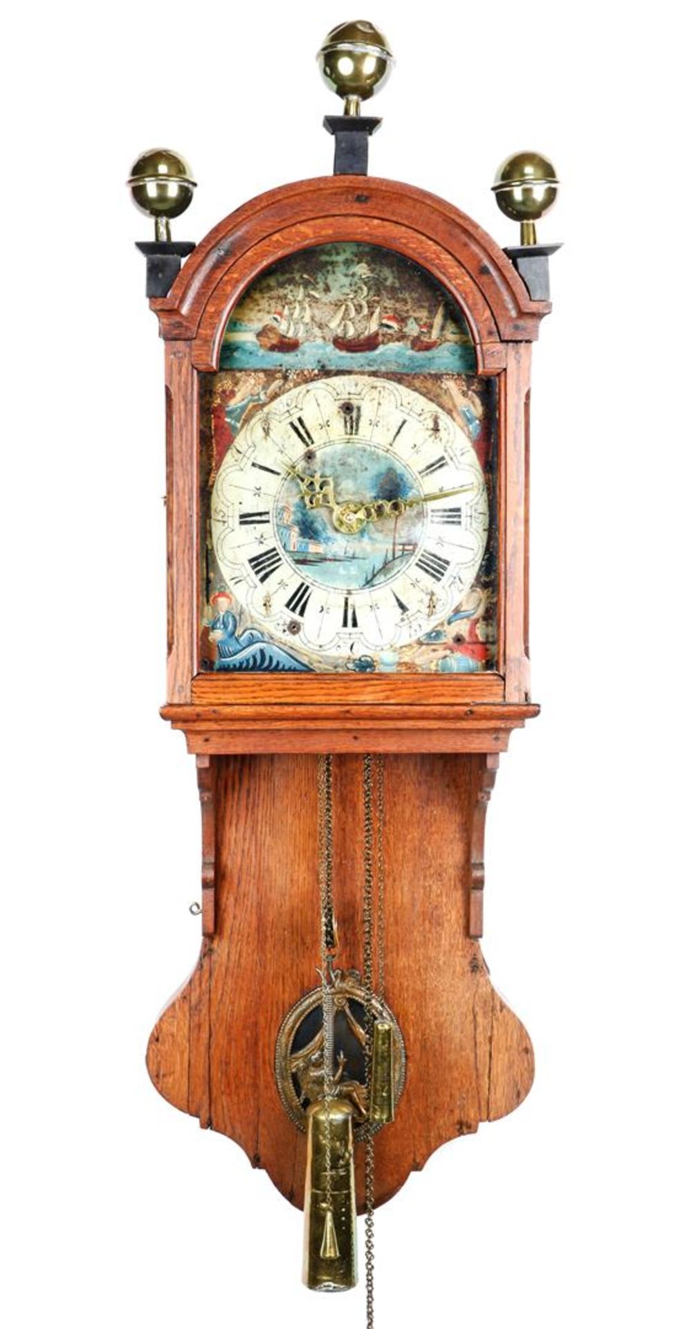 Frisian short-tailed clock in oak case