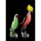 2 colored glass birds