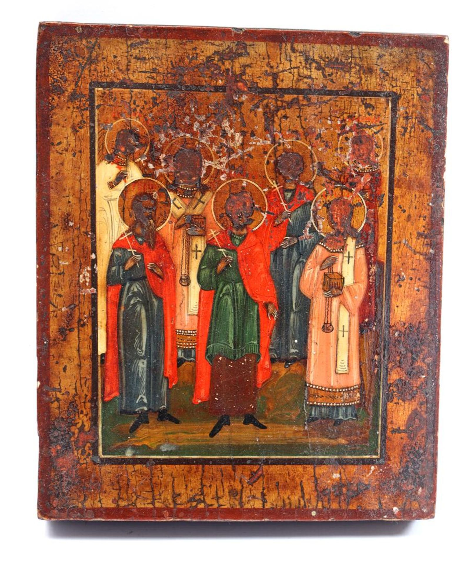 Icon depicting 7 different saints, Russia 