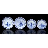 4 Porceleyne Fles Delft earthenware dishes