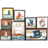 Porceleyne Fles Delft, 8x earthenware cloisonne tiles