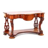 Mahogany veneer Biedermeier wall table with contoured edge