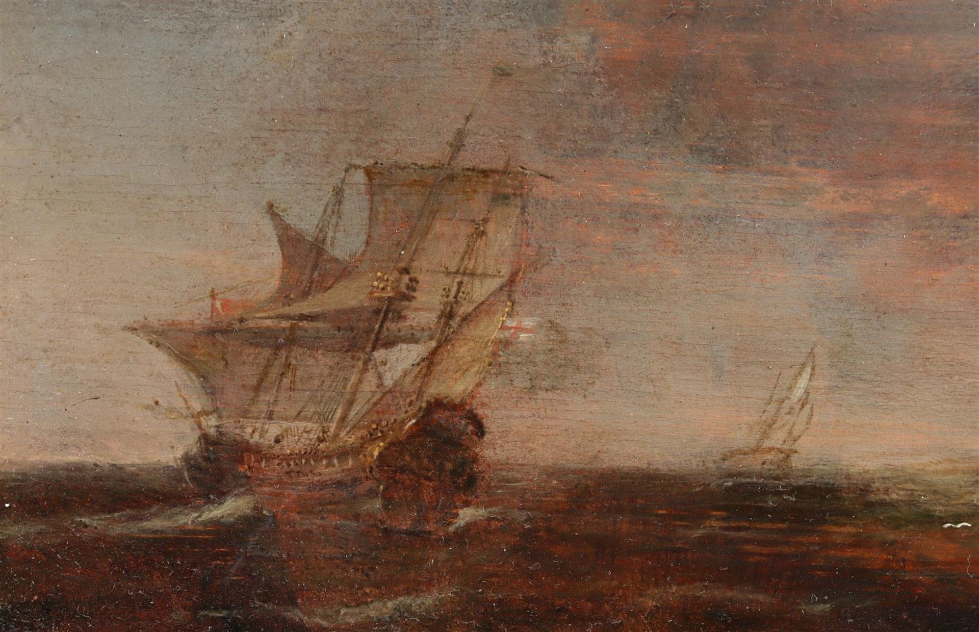 Anonymous, ships off the coast with rocks in the sea - Image 4 of 8