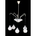 White lacquered metal 6-light hanging lamp