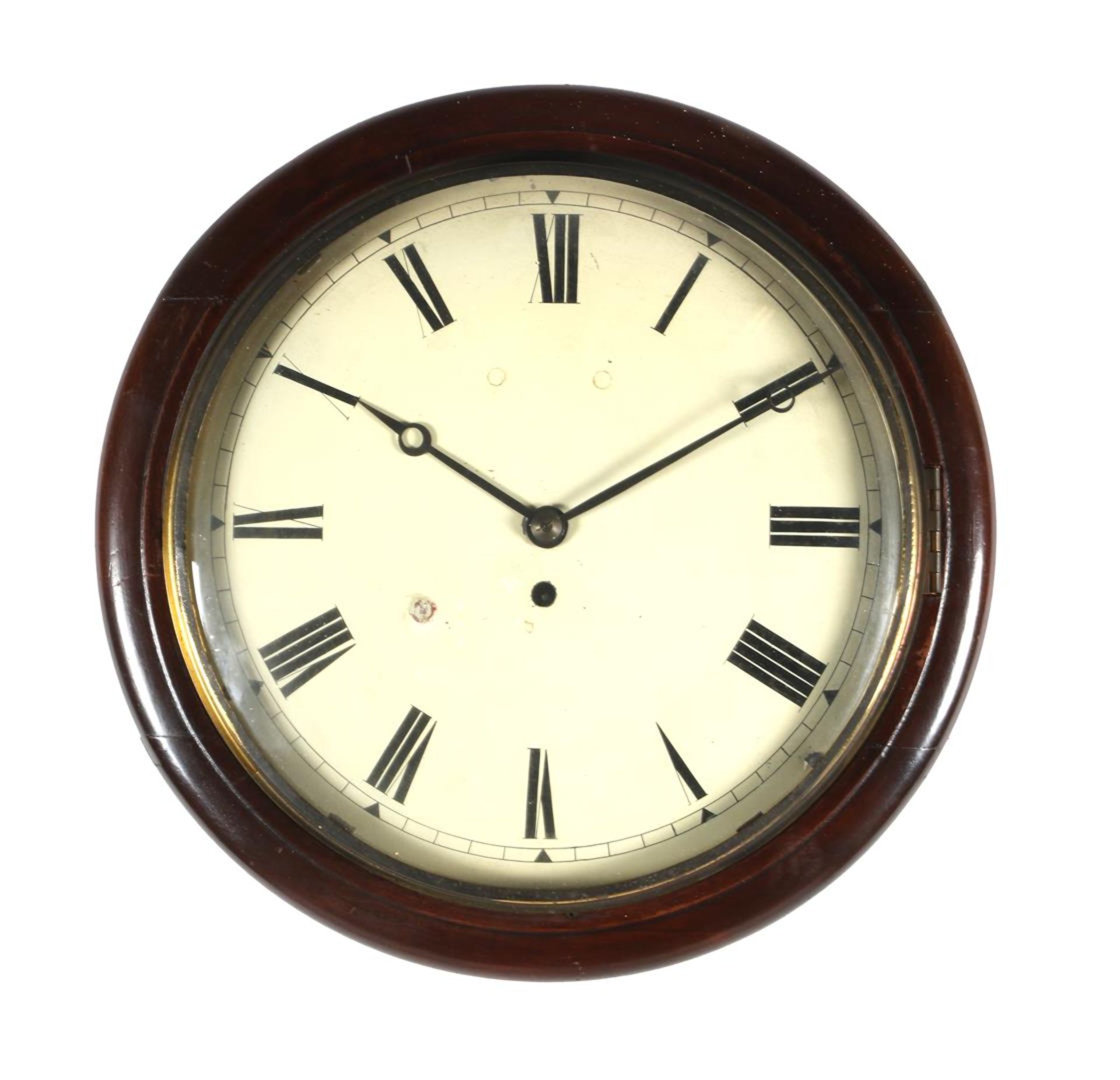 Round school clock with mustache movement