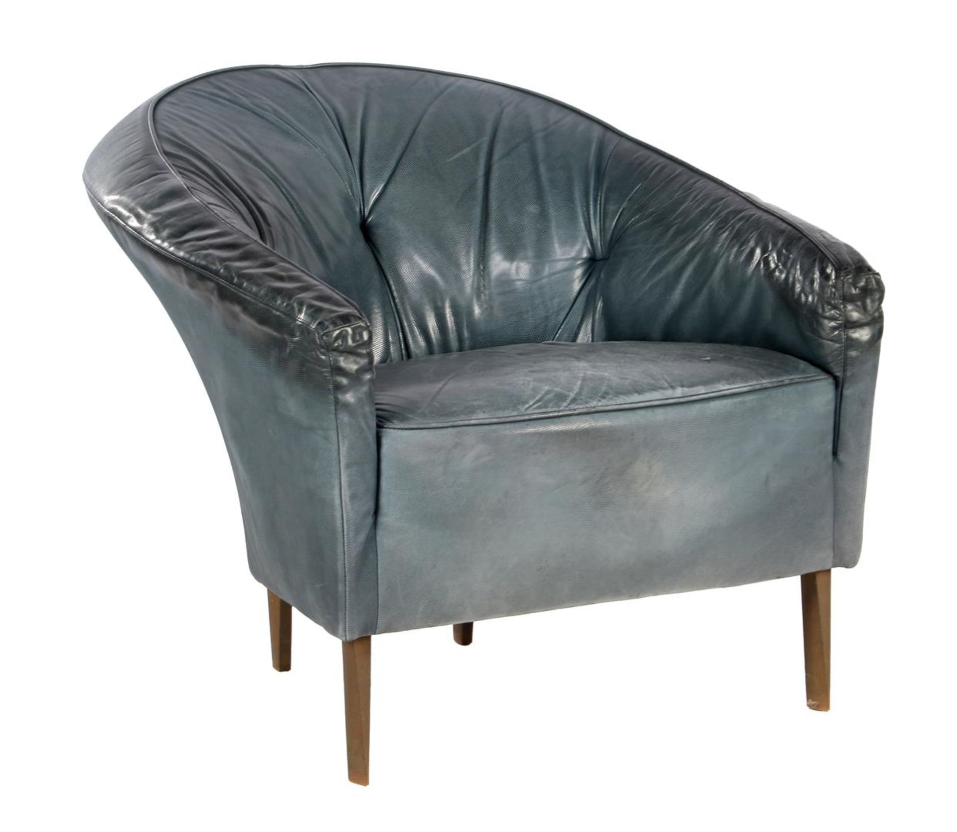 Blue leather armchair