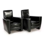 2 black leather armchairs of the brand Touche