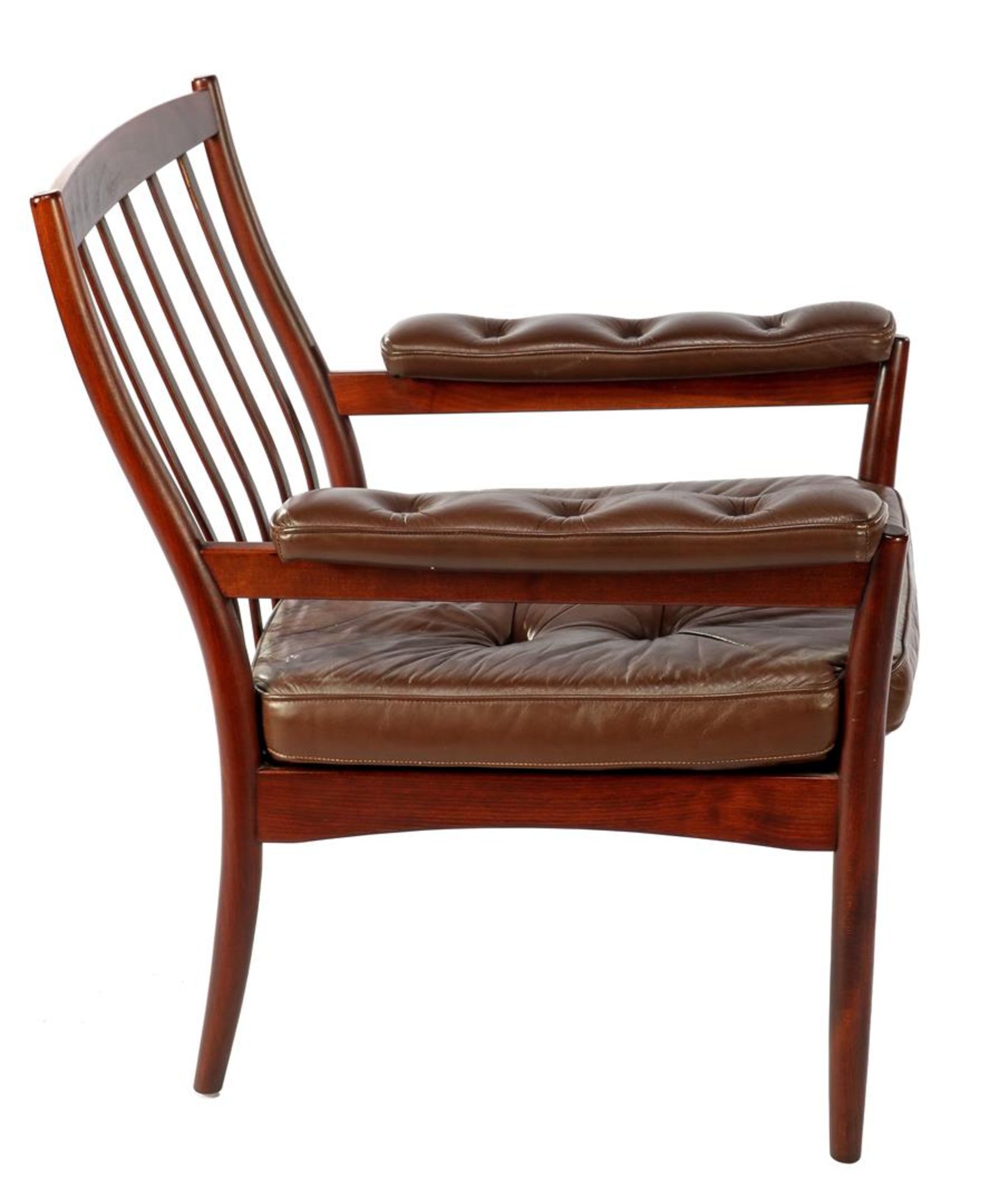 Teak arm chair with brown leather padded (arm) cushions - Bild 2 aus 3