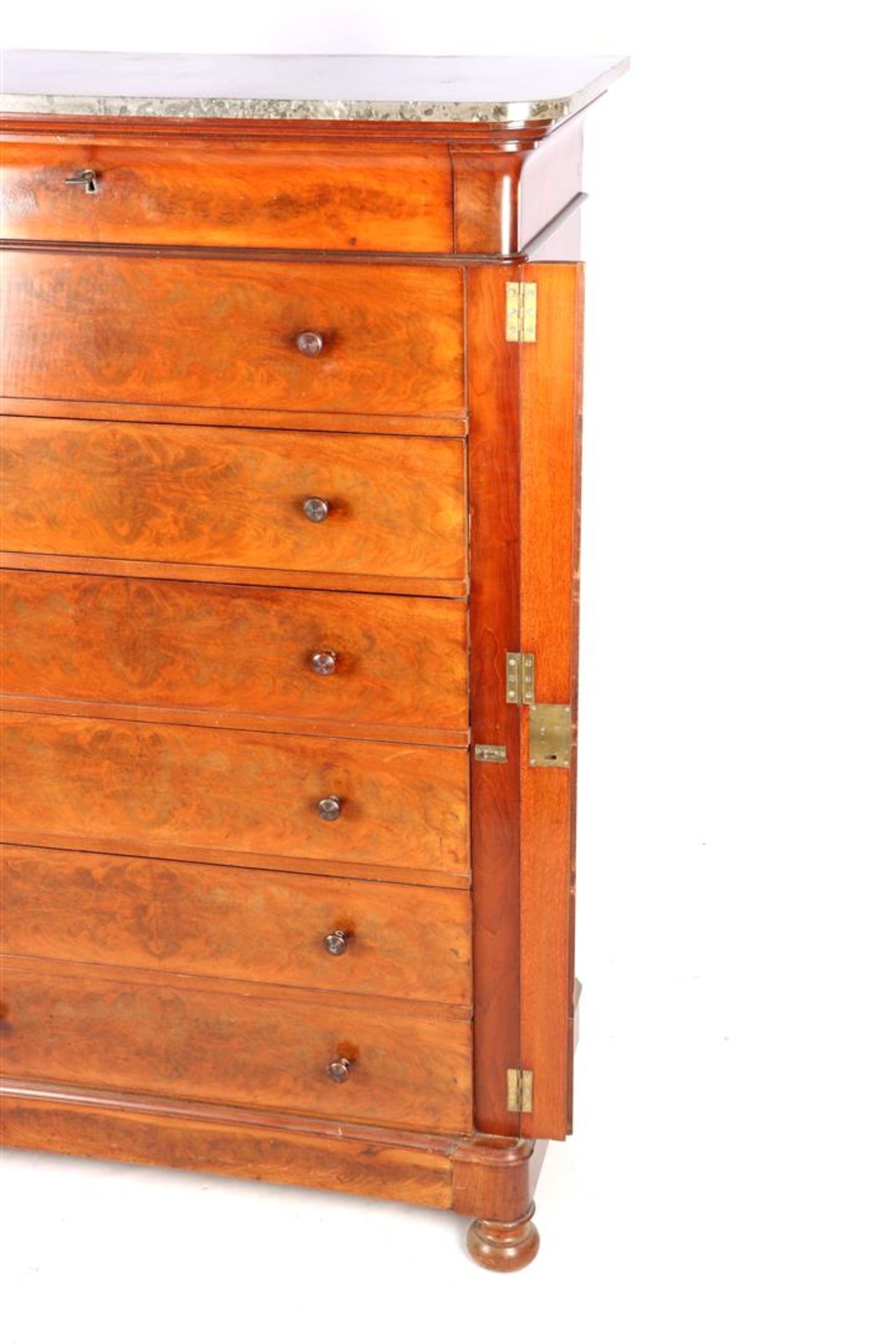 Mahogany veneer 7-drawer chiffonniere with marble top - Image 3 of 3