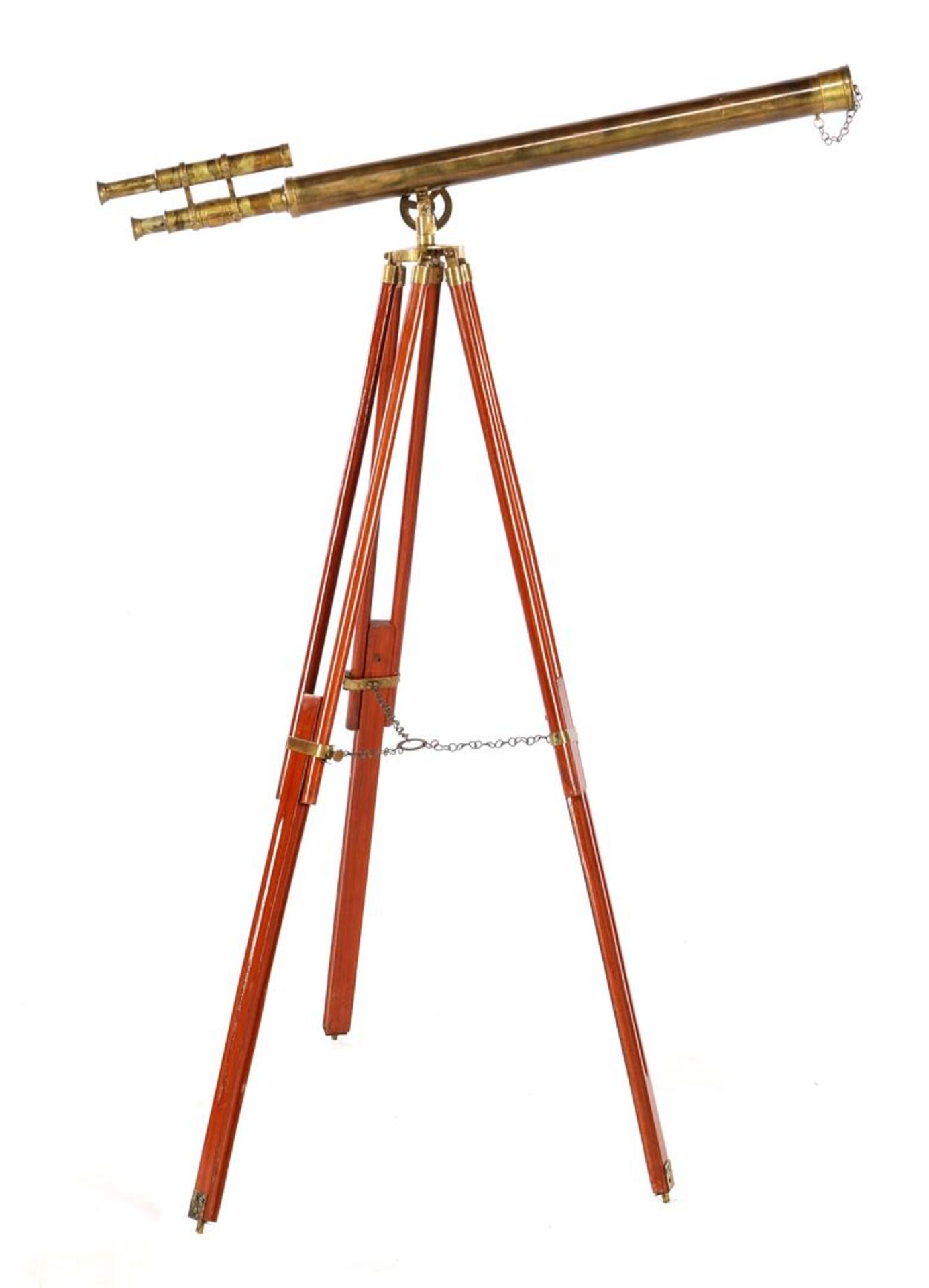 Brass telescope on wooden tripod after antique example