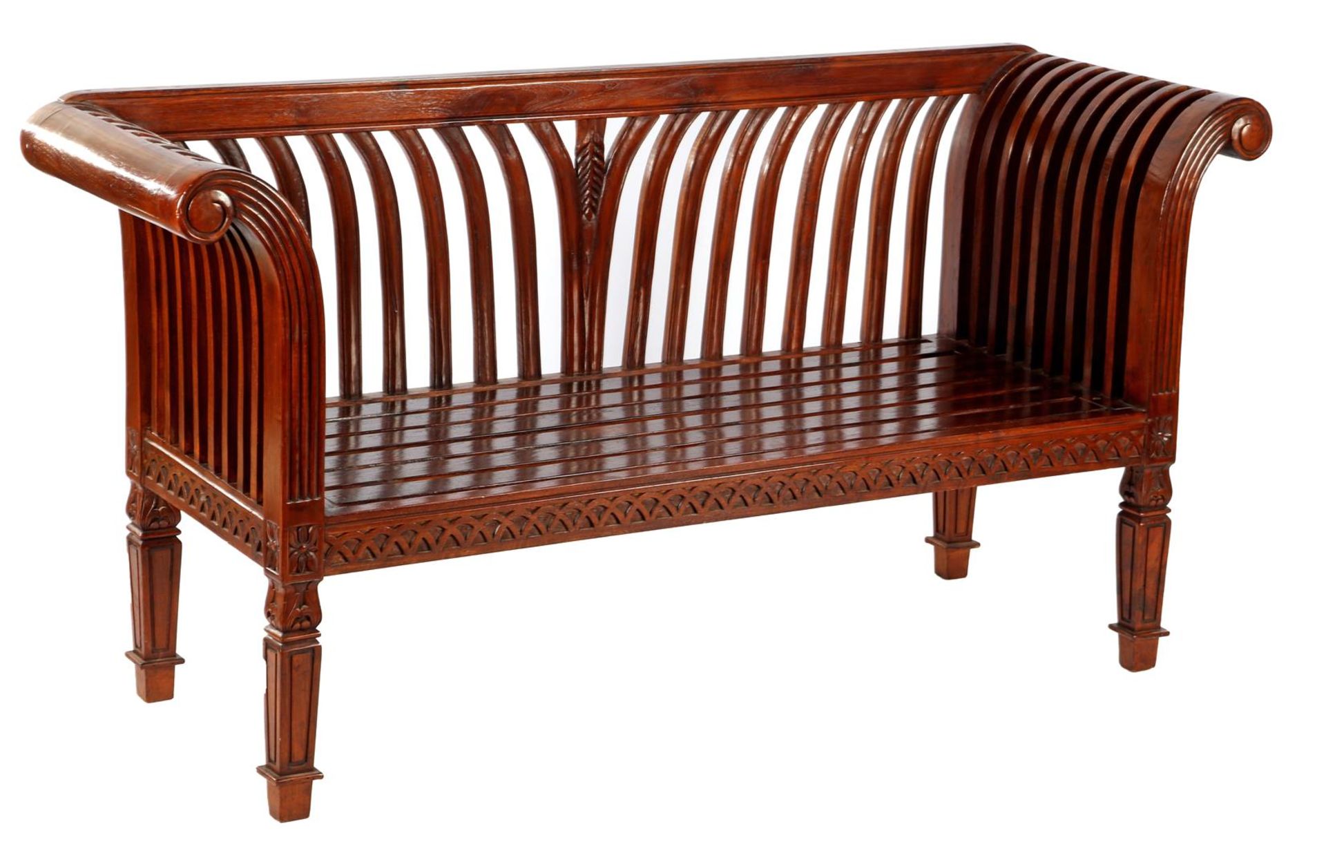 Teak empire style hall bench