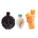 3 snuff bottles b.u. carved with zodiac animals