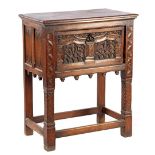 Oak richly decorated cabinet in Neo Gothic style with lid and control connection